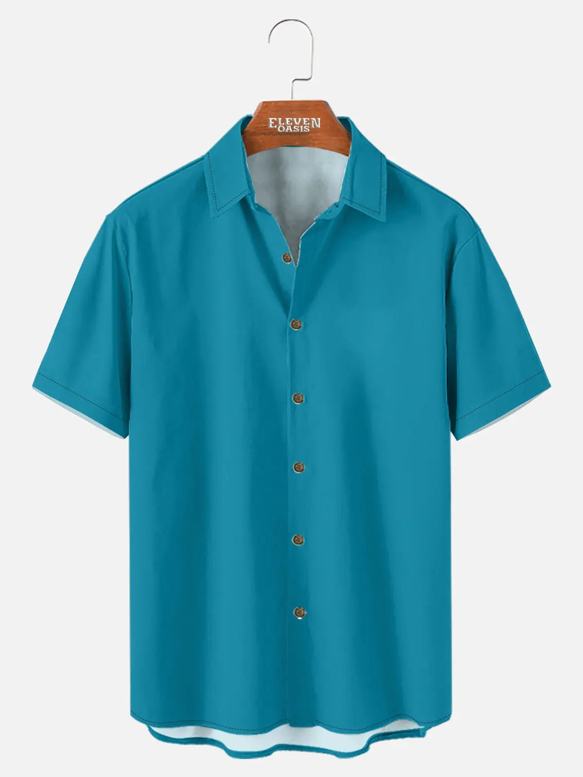 Tall Men's Casual Linen-Feel Printed Solid Color Button Short Sleeve Shirt ElevenOasis