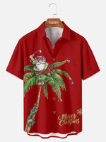 Men's Palm Tree Golfing Santa Short Sleeve Shirt ElevenOasis