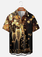 Tall Men's New Year Fireworks Champagne Short Sleeve Shirt Eleven Oasis