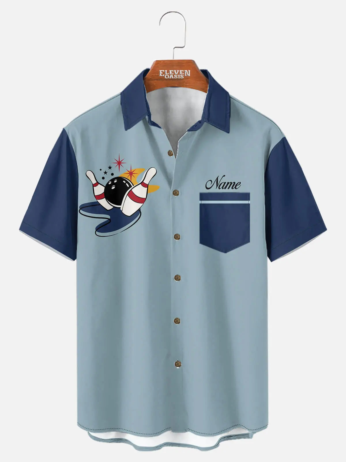 Tall Men's Custom Bowling Graphic Short Sleeve Shirt Eleven Oasis
