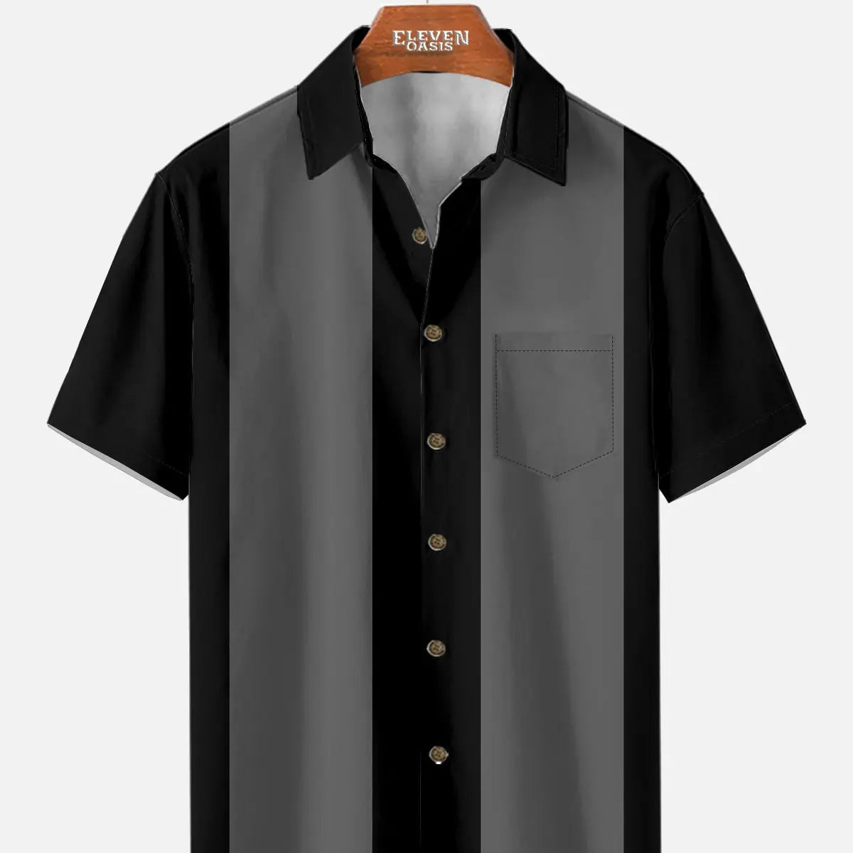 Men's Basic 50s Style Bowling Short Sleeve Shirt ElevenOasis