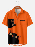 Tall Men's Curious Black Cats Graphic Short Sleeve Shirt Eleven Oasis