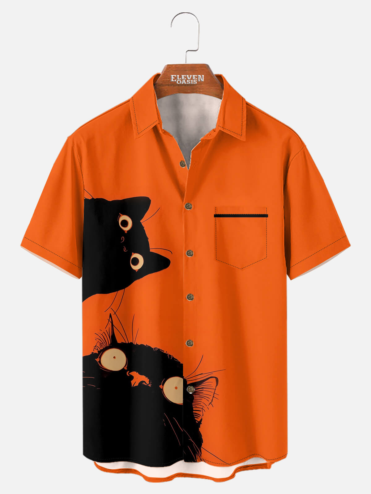 Tall Men's Curious Black Cats Graphic Short Sleeve Shirt Eleven Oasis
