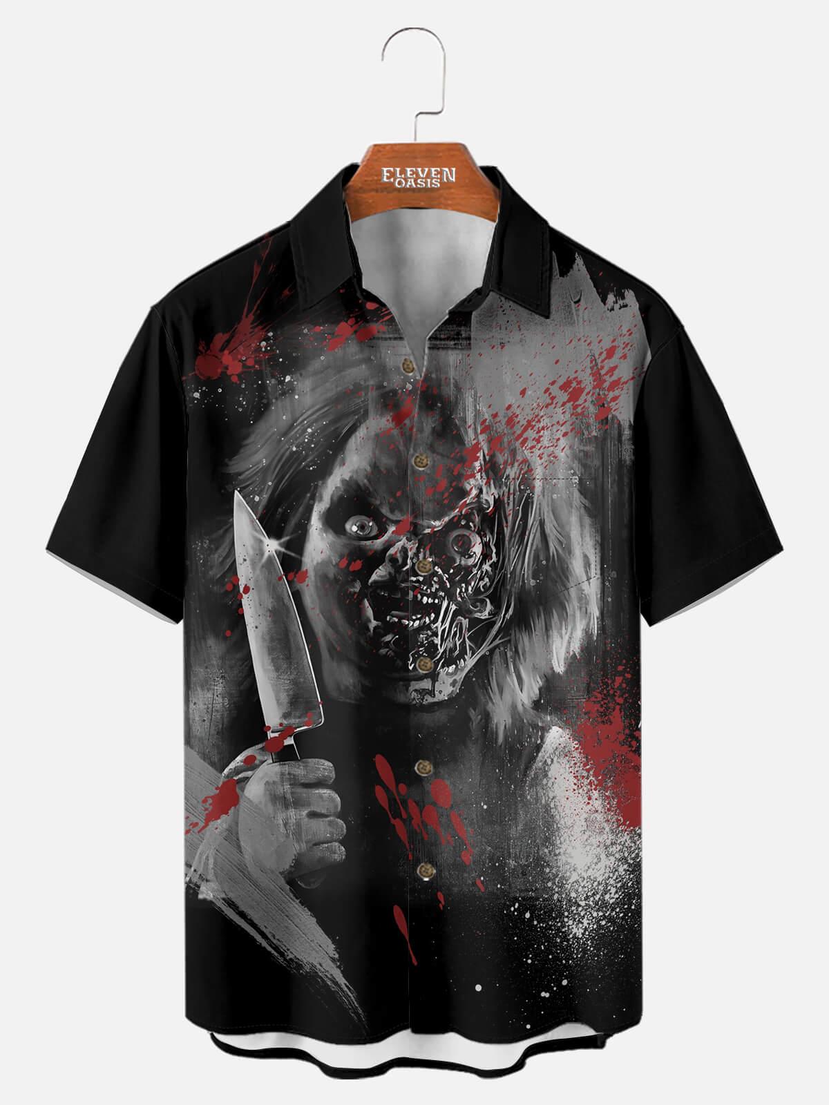 Tall Men's Chucky Child's Play Halloween Short Sleeve Shirt Eleven Oasis