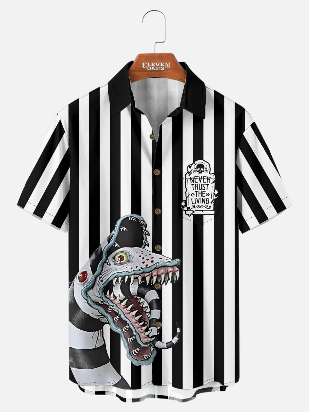 Tall Men's Beetlejuice Sandworm Halloween Short Sleeve Shirt ElevenOasis