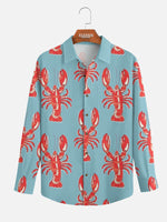 Men's Mardi Gras Lobster Print Long Sleeve Shirt Eleven Oasis