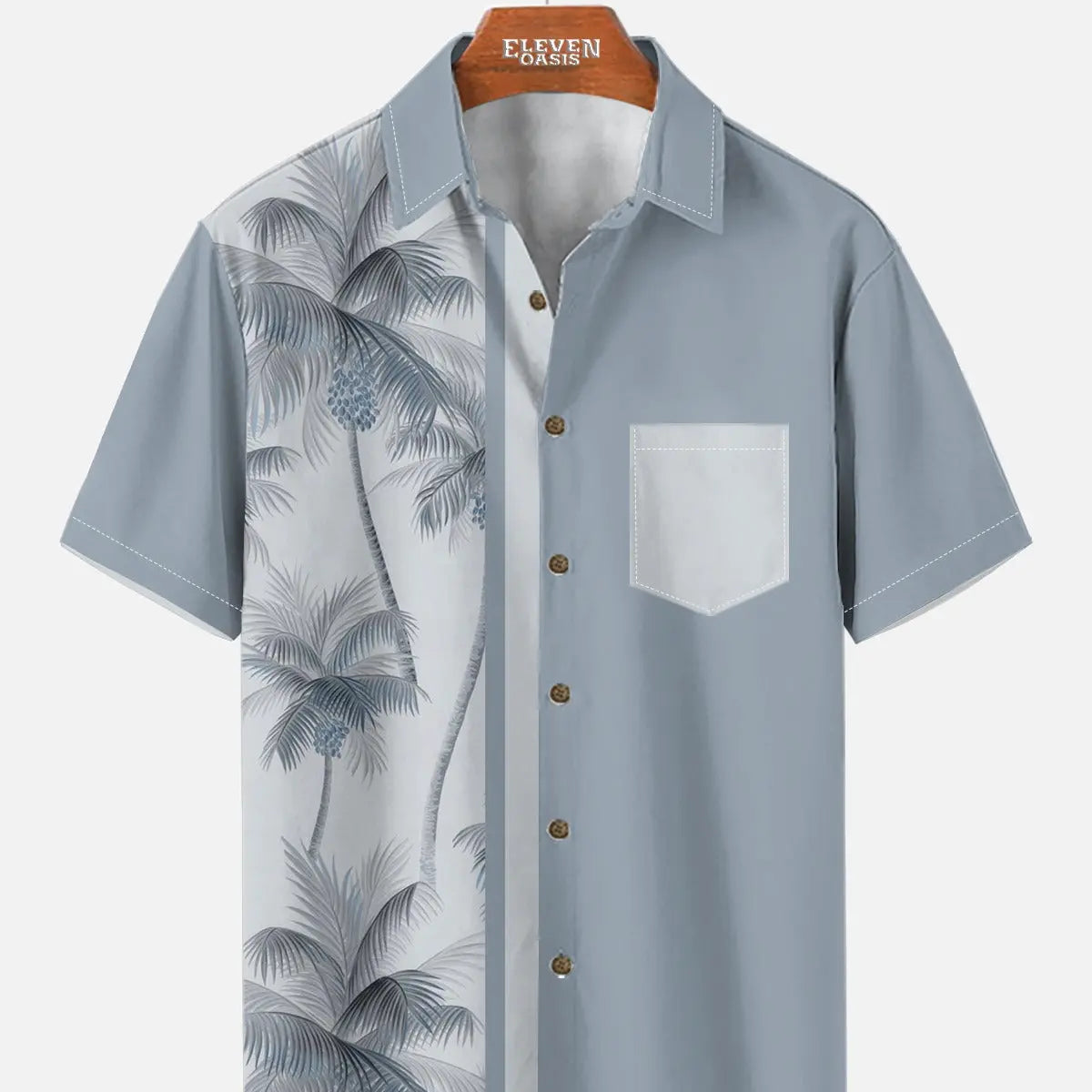 Men's Coconut Tree Casual Breathable Hawaiian Short Sleeve Shirt ElevenOasis