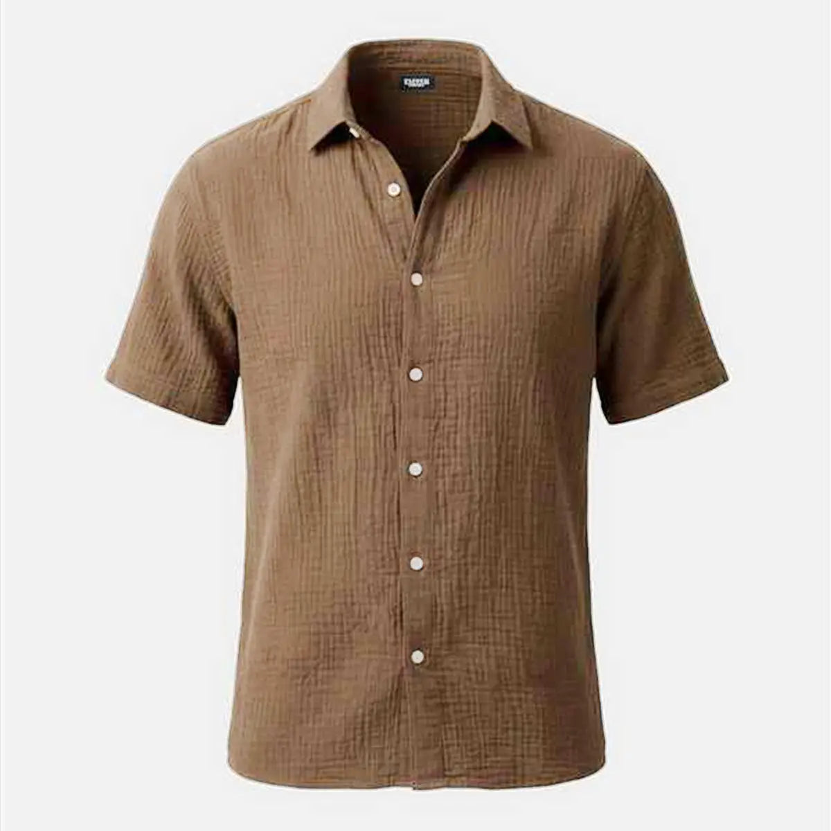 Men's Classic Cotton Crinkled Texture Short Sleeve Shirt?
