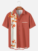 Men's Fall Maple Branch Panel Short Sleeve Shirt Eleven Oasis