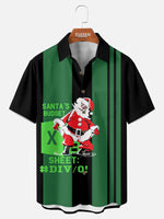 Men's Santa's Budget Spreadsheet Christmas Bowling Short Sleeve Shirt Eleven Oasis