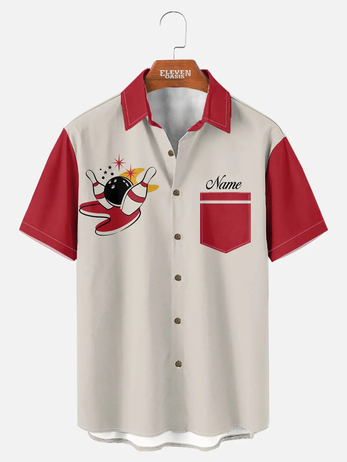 Tall Men's Custom Bowling Graphic Short Sleeve Shirt Eleven Oasis