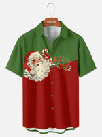 Men's Classic Block Color Santa Holiday Short Sleeve Shirt Eleven Oasis