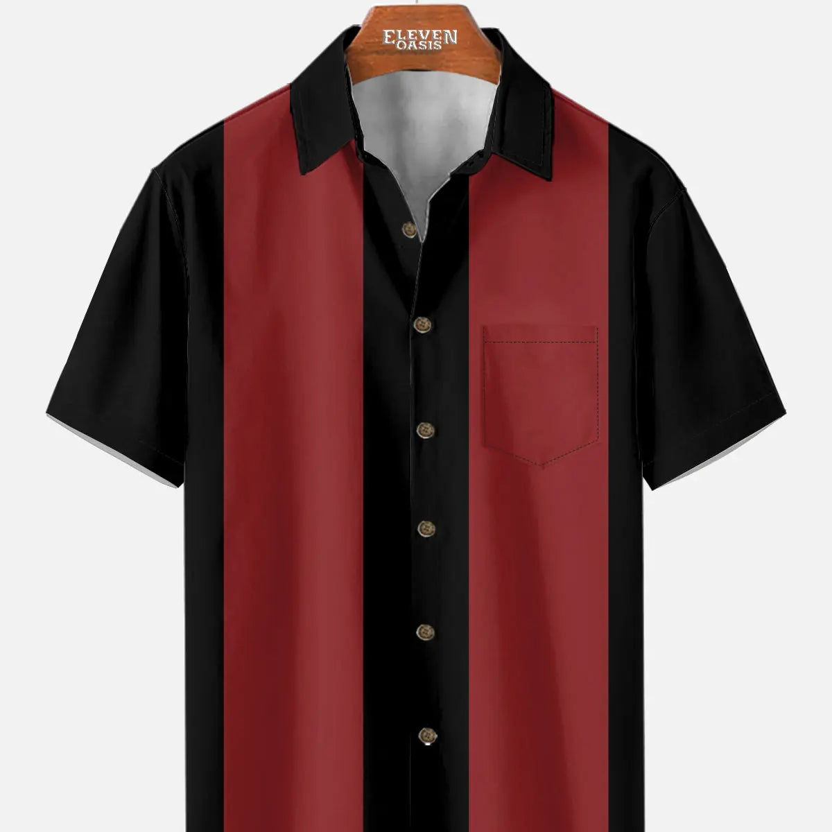 Men's Basic 50s Style Bowling Short Sleeve Shirt ElevenOasis