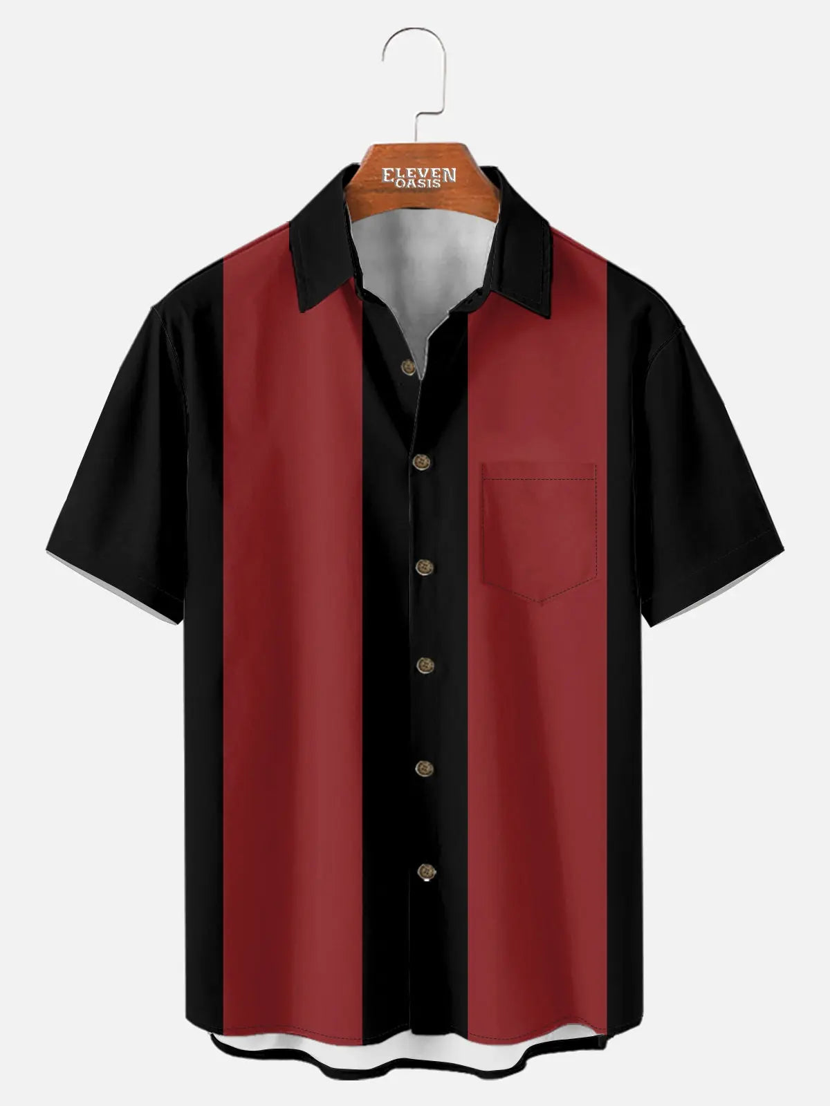 Men's Basic 50s Style Bowling Short Sleeve Shirt ElevenOasis