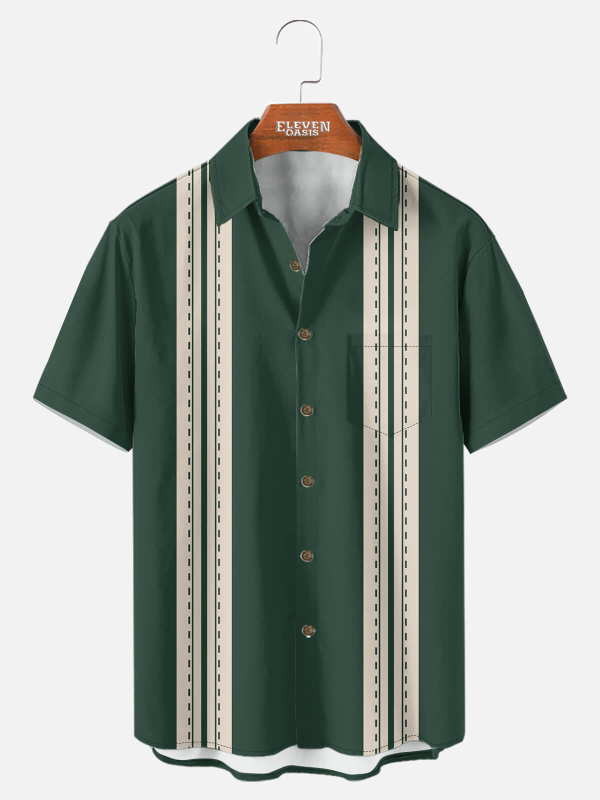 Men's Dash Stripe Bowling Short Sleeve Shirt Eleven Oasis