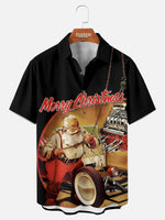Tall Men's Santa Hot Rod Merry Christmas Short Sleeve Shirt ElevenOasis
