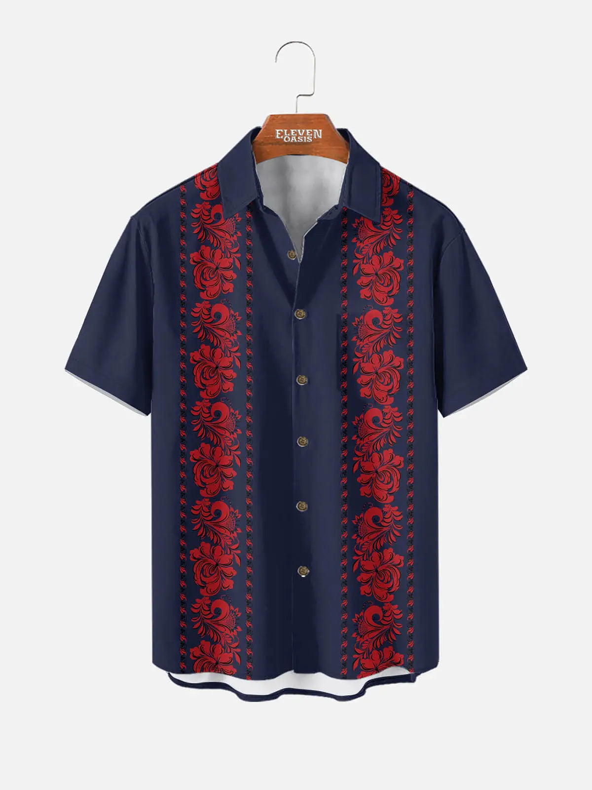 Tall Men's Vintage Floral Panel Short Sleeve Shirt Eleven Oasis