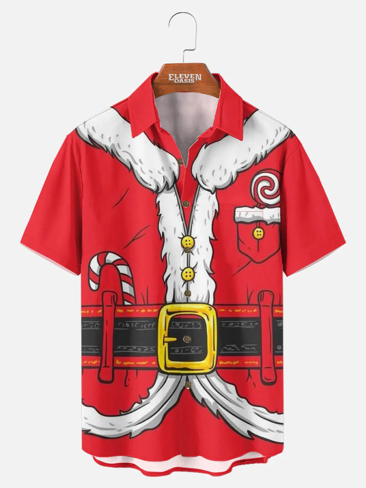 Tall Men's Santa Suit Christmas Short Sleeve Shirt Eleven Oasis