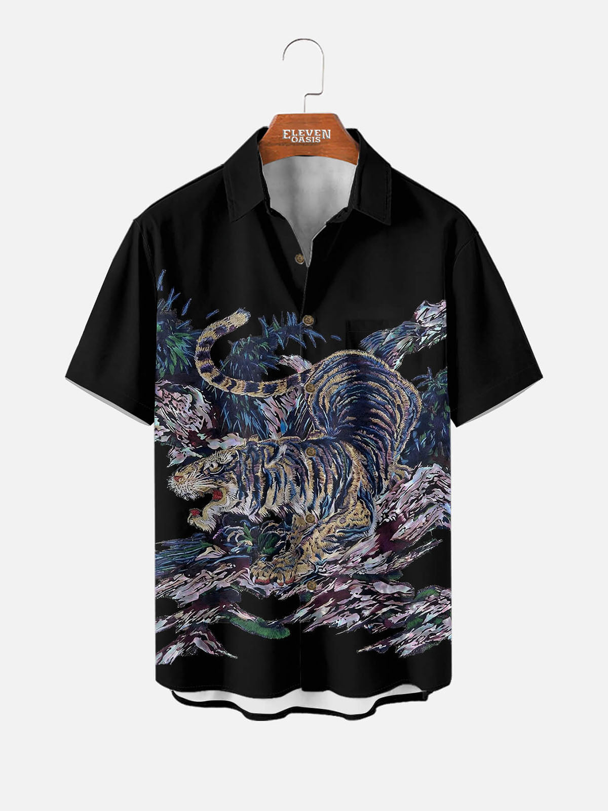 Men's Crouching Tiger Forest Short Sleeve Shirt Eleven Oasis