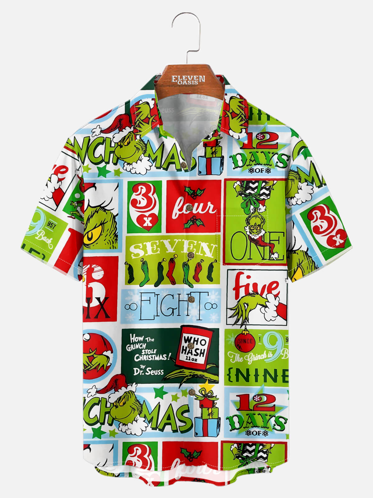 Tall Men's Grinch Countdown Christmas Short Sleeve Shirt Eleven Oasis