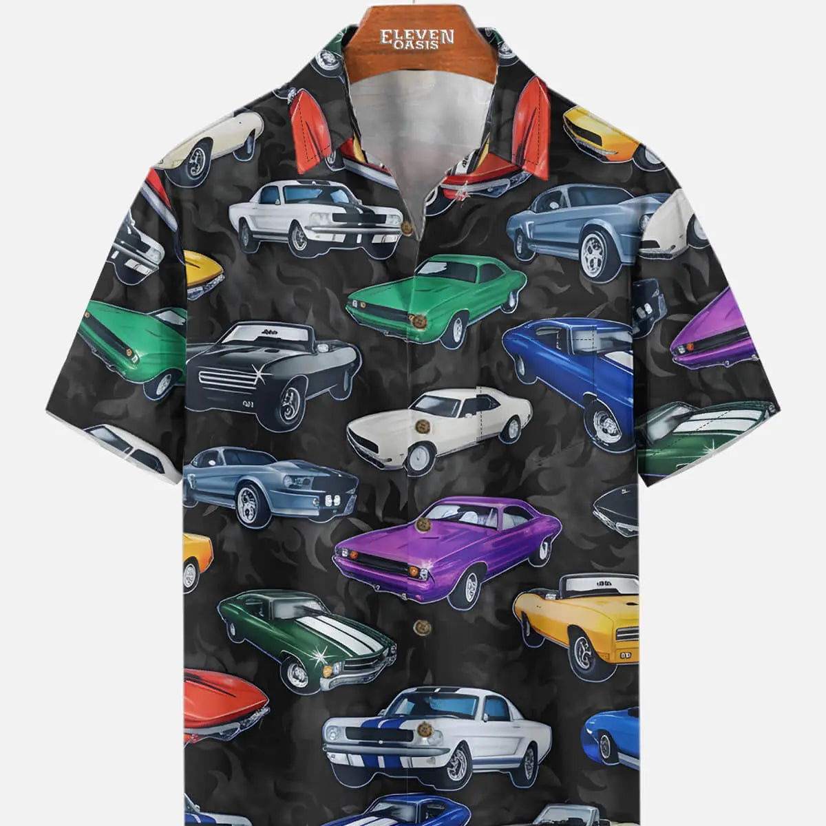 Tall Men's Retro Muscle Car Short Sleeve Shirt Eleven Oasis