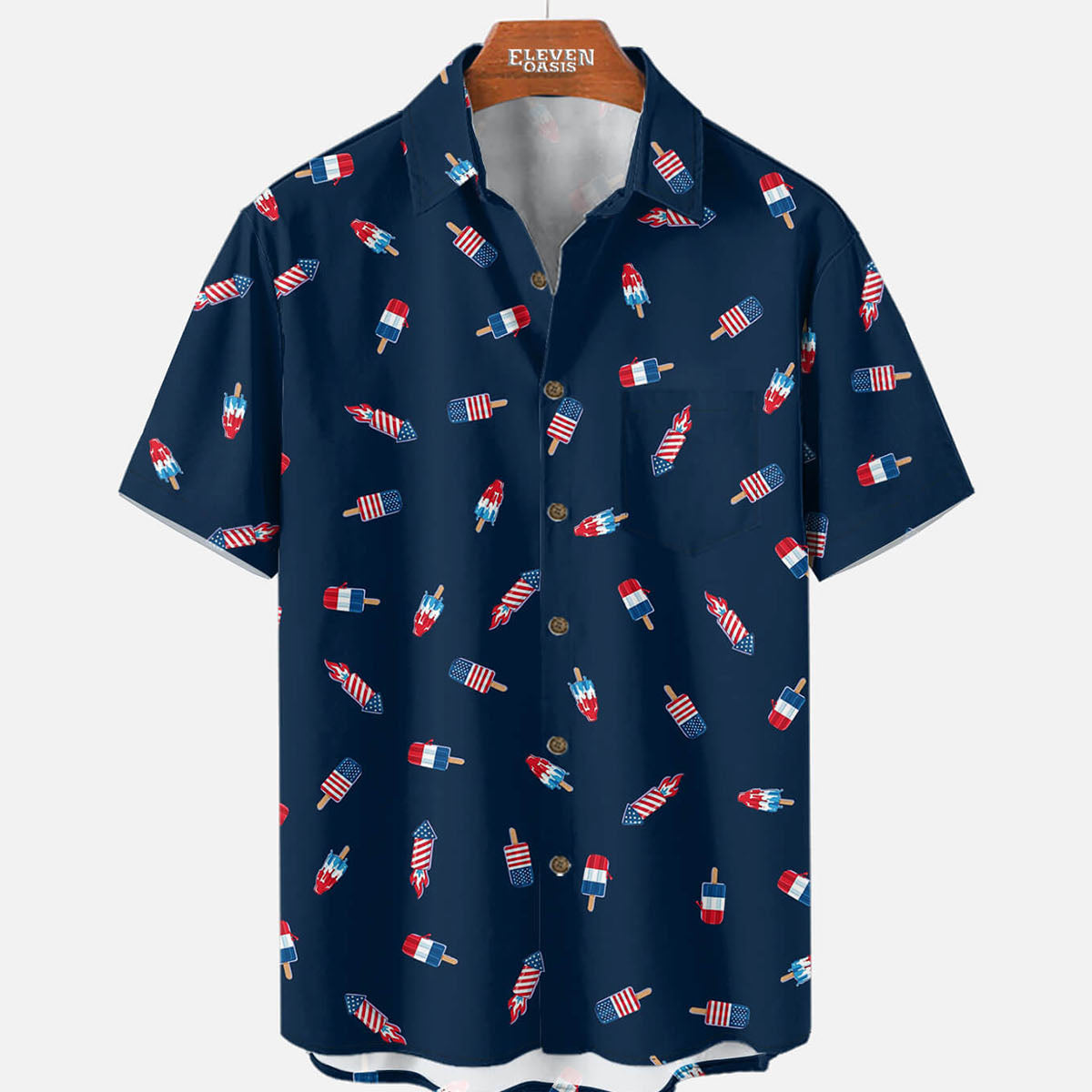 Men's Patriotic Popsicle Short Sleeve Shirt Eleven Oasis