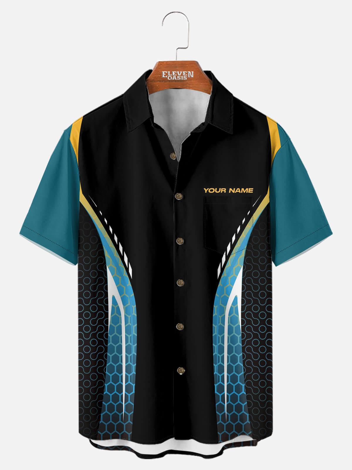 Men's Custom American Football Stripe Short Sleeve Shirt Eleven Oasis