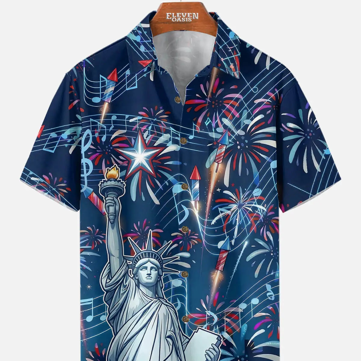 Tall Men's Liberty Fireworks Celebration Short Sleeve Shirt Eleven Oasis