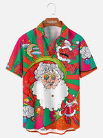 Tall Men's Psychedelic Groovy Christmas Santa Holiday Short Sleeve Shirt Eleven Oasis