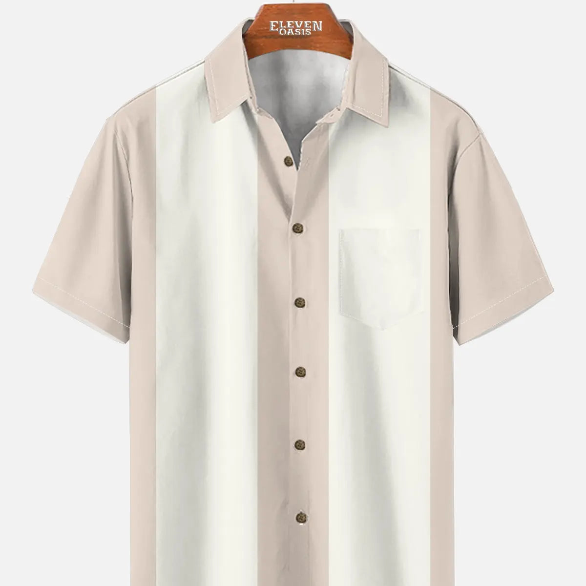 Men's Basic 50s Style Bowling Short Sleeve Shirt ElevenOasis