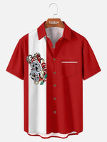 Tall Men's Rebel Santa Skull Red & White Short Sleeve Shirt Eleven Oasis