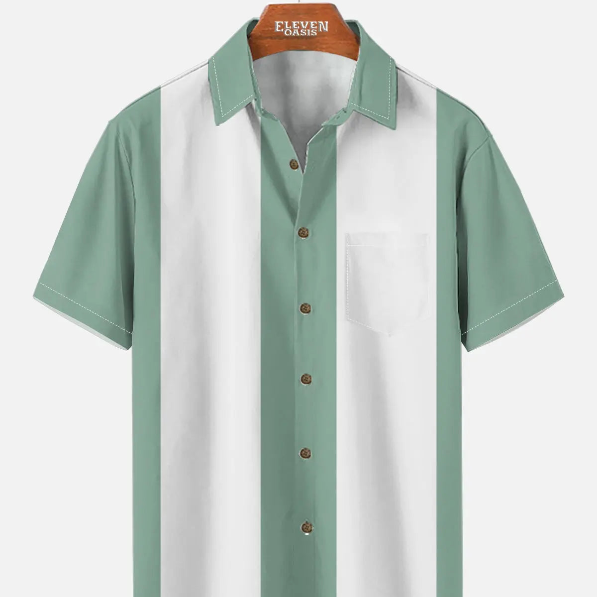 Men's Basic 50s Style Bowling Short Sleeve Shirt ElevenOasis