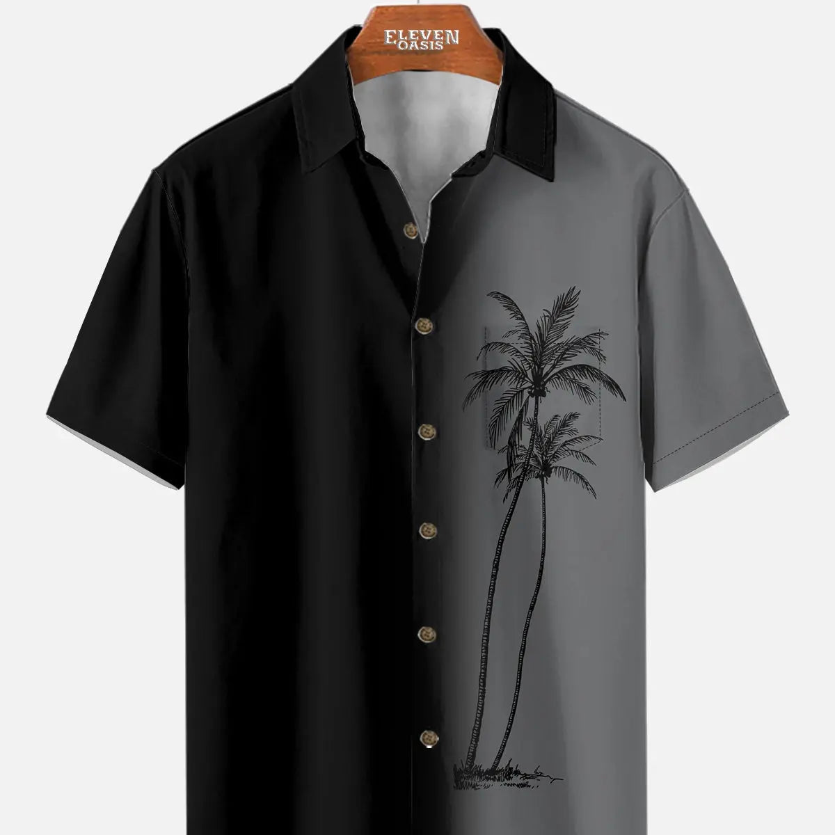 Men's Gradient Palm Tree Hawaiian Short Sleeve Shirt ElevenOasis