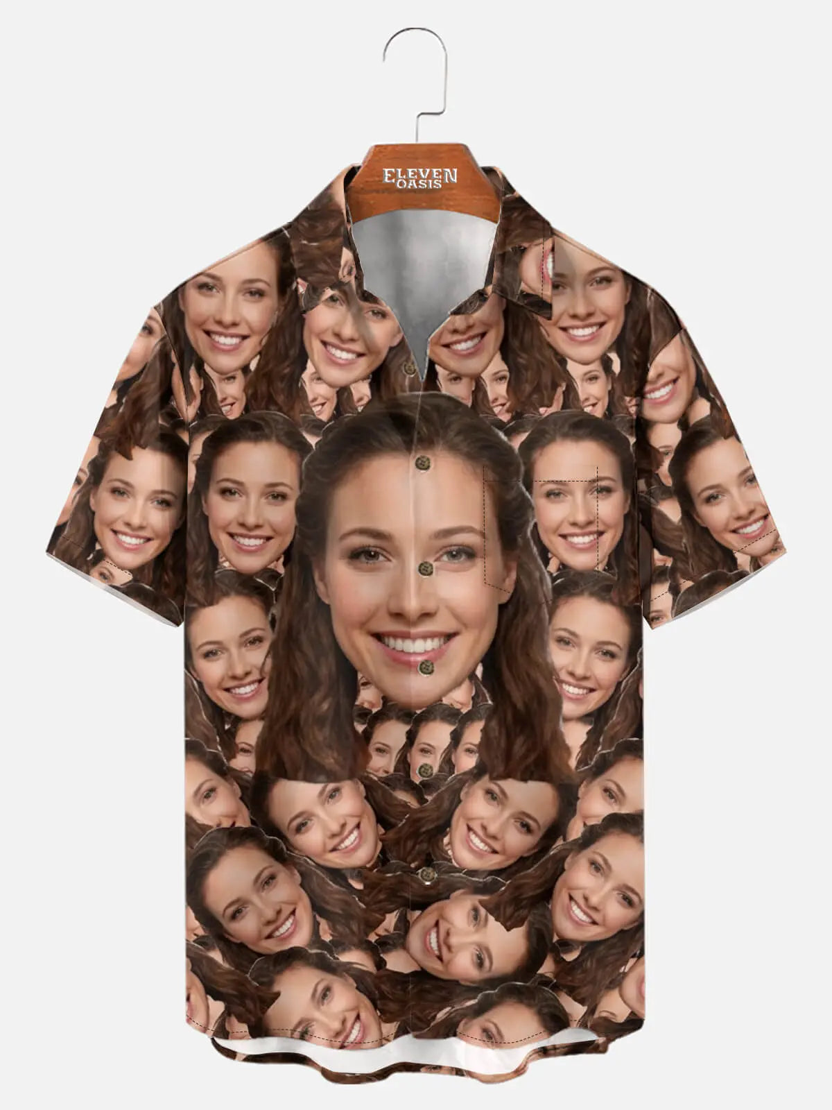 Men's Custom Face Print Short Sleeve Shirt Eleven Oasis