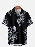 Men's Flaming Skulls Halloween Short Sleeve Shirt Eleven Oasis