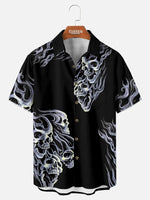 Men's Flaming Skulls Halloween Short Sleeve Shirt Eleven Oasis