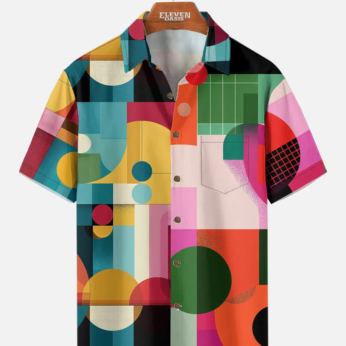 Men's Mid-Century Geometric Short Sleeve Shirt Eleven Oasis