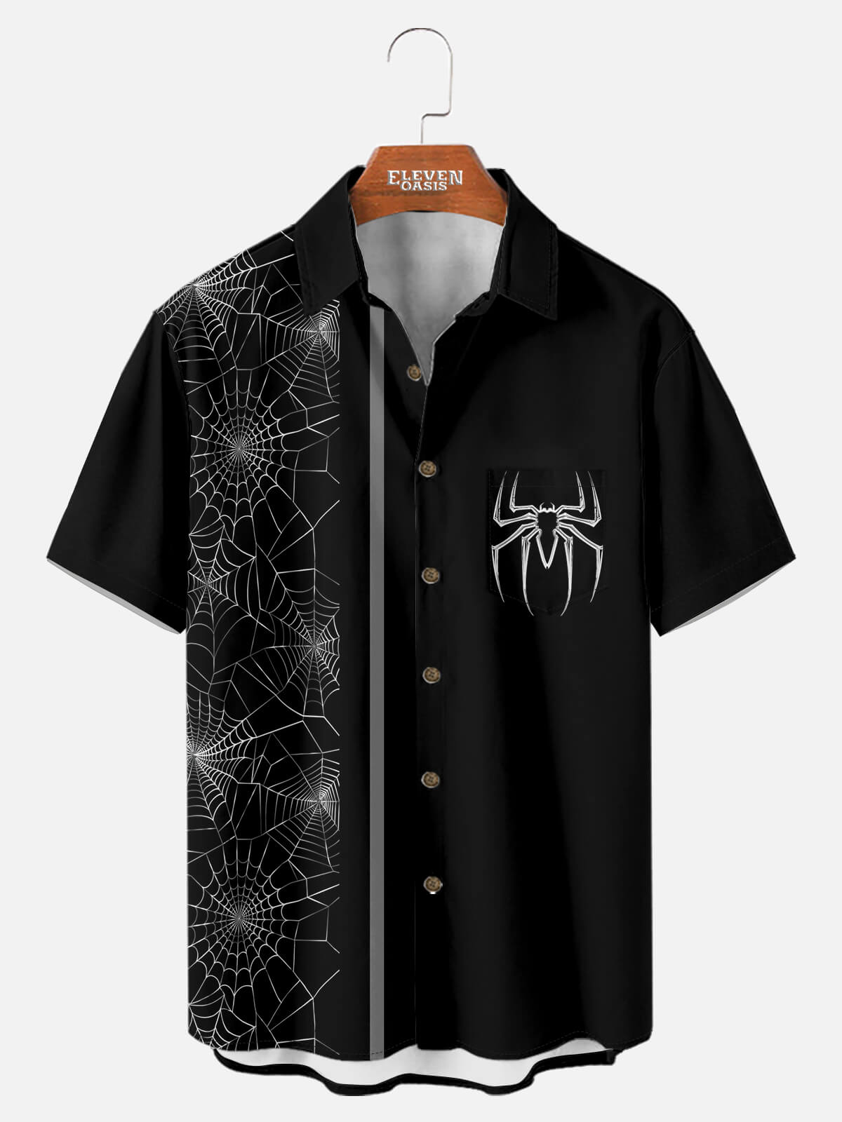 Men's Spiderweb Halloween Short Sleeve Shirt Eleven Oasis
