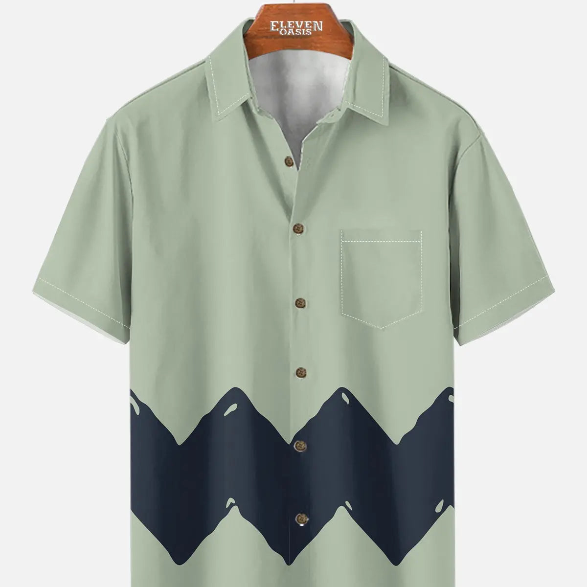 Men's Vintage Cartoon Zigzag Short Sleeve Shirt ElevenOasis