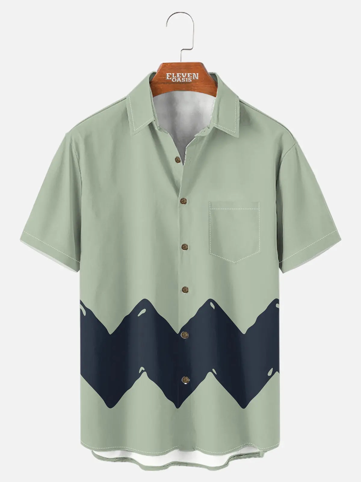 Men's Vintage Cartoon Zigzag Short Sleeve Shirt ElevenOasis