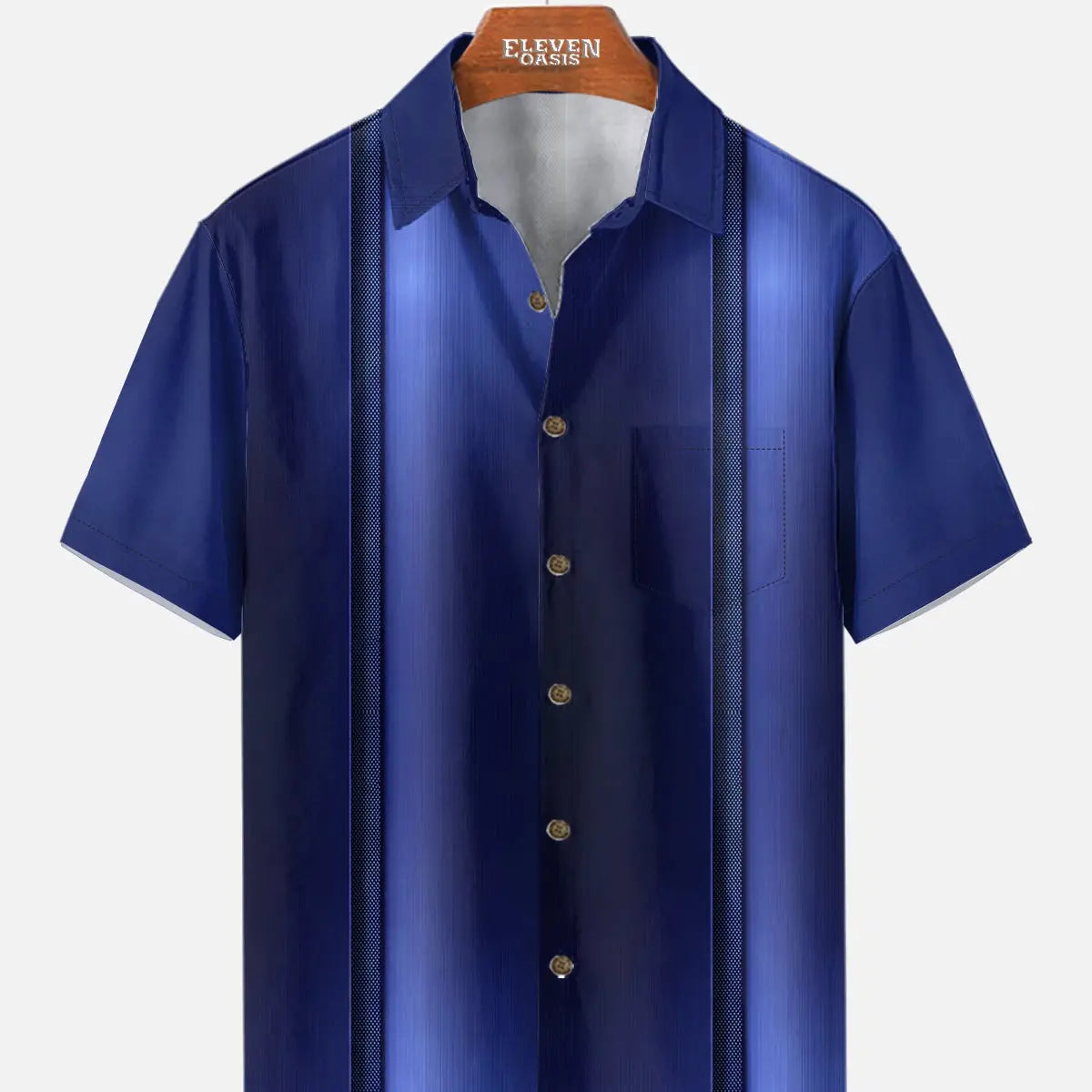 Tall Men's Everyday Purple Gradient Stripes Short Sleeve Shirt ElevenOasis