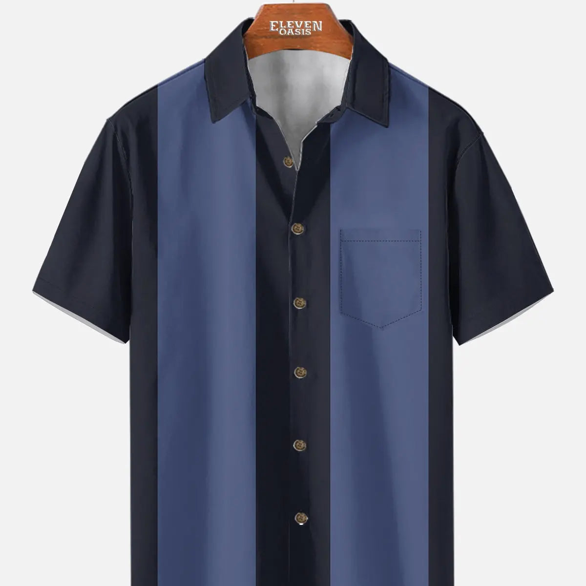 Men's Basic 50s Style Bowling Short Sleeve Shirt ElevenOasis