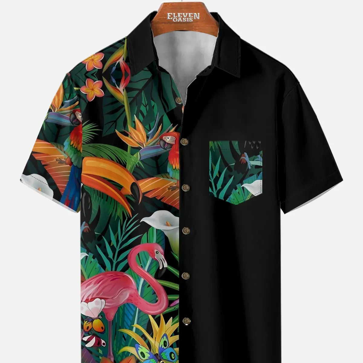 Men's Hawaii Retro Tropical Flora Short Sleeve Shirt ElevenOasis