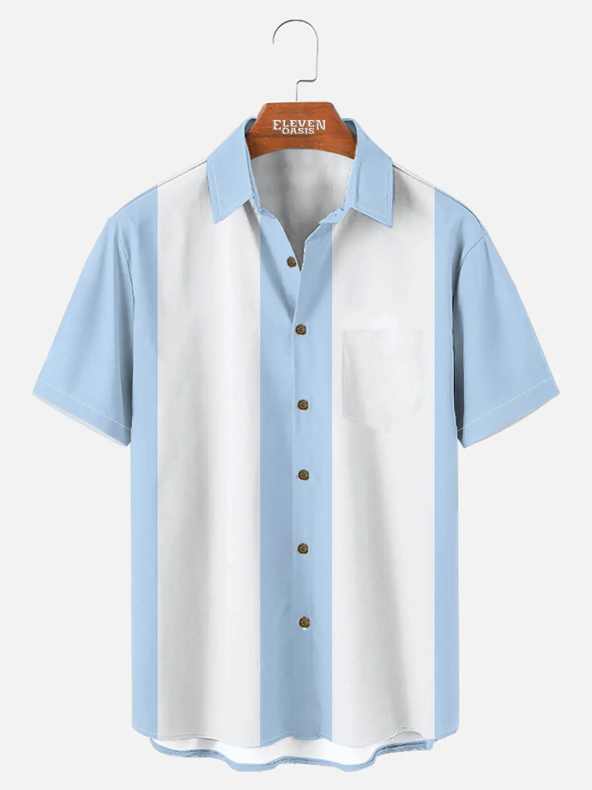 Men's Basic 50s Style Bowling Short Sleeve Shirt ElevenOasis