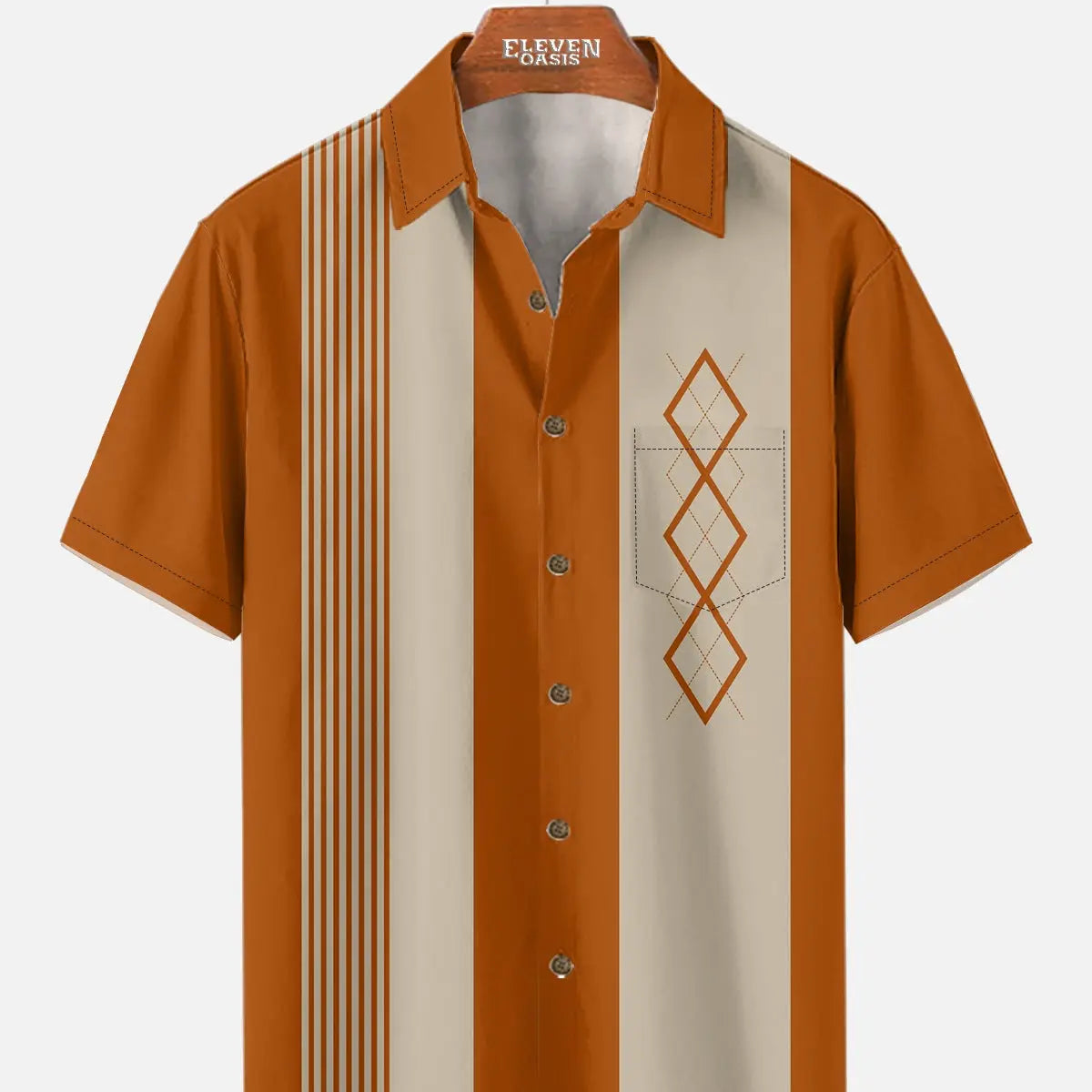 Men's Mid-Century Geometric Short Sleeve Shirt ElevenOasis