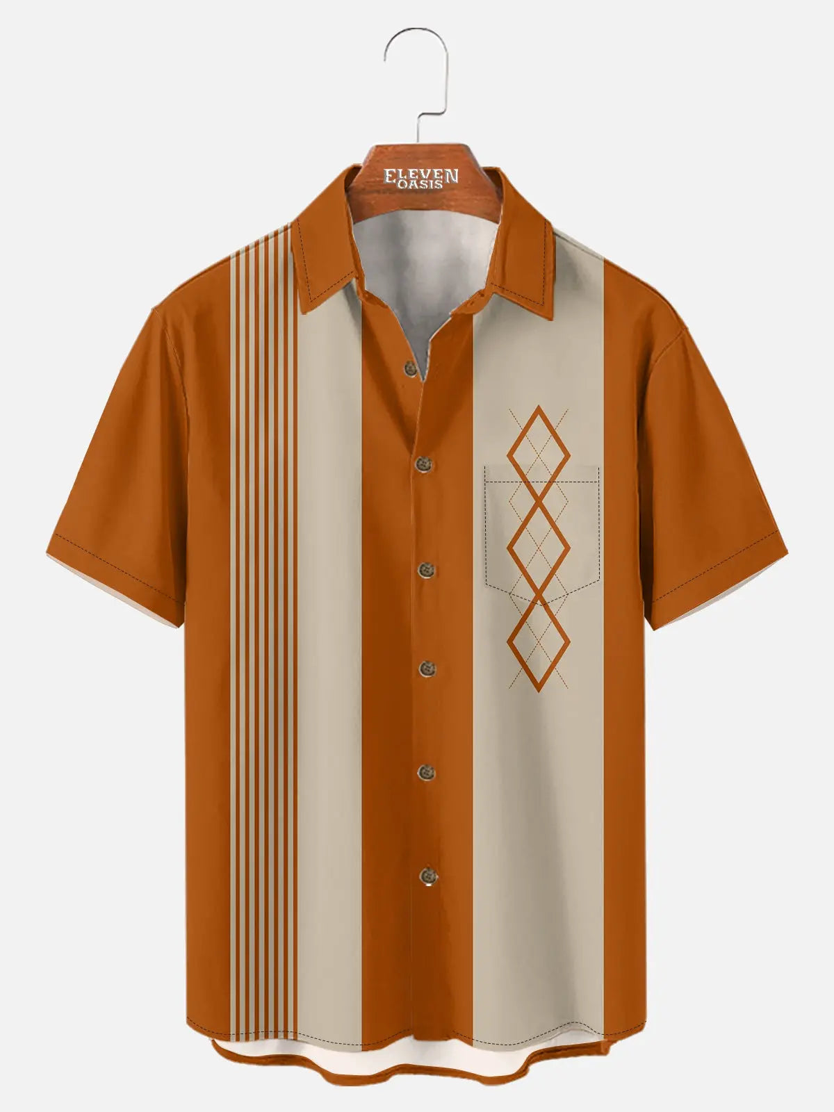 Men's Mid-Century Geometric Short Sleeve Shirt ElevenOasis