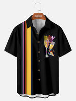 Tall Men's New Year Champagne Stripe Short Sleeve Shirt Eleven Oasis