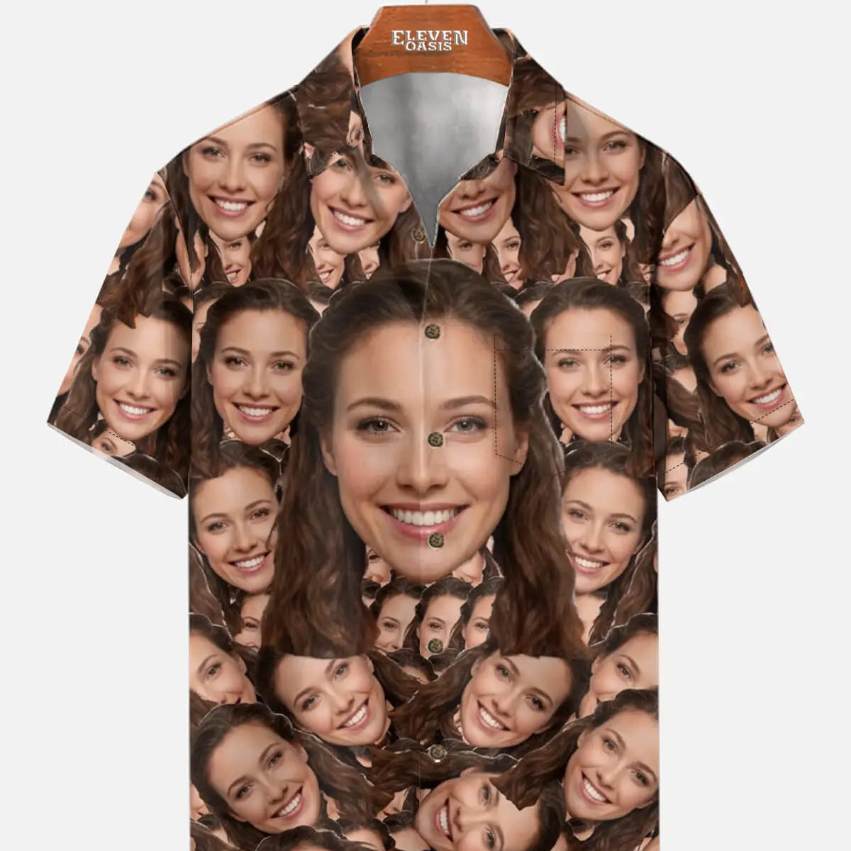 Tall Men's Custom Face Print Short Sleeve Shirt Eleven Oasis