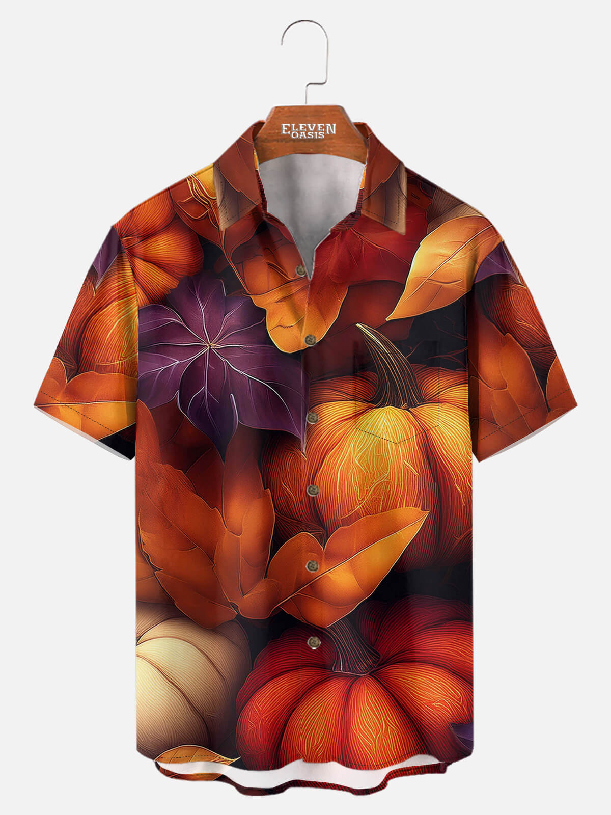 Tall Men's Fall Harvest Pumpkins Short Sleeve Shirt Eleven Oasis