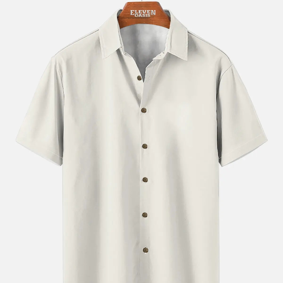 Tall Men's Casual Linen-Feel Printed Solid Color Button Short Sleeve Shirt ElevenOasis